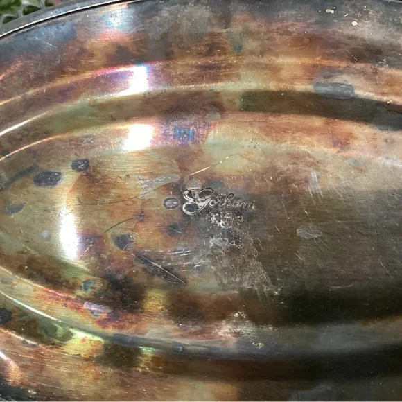 ⚫️ Vintage Gorham Silver Plate Wired Design Serving Fruit or Decor Bowl Basket - Picture 6 of 10